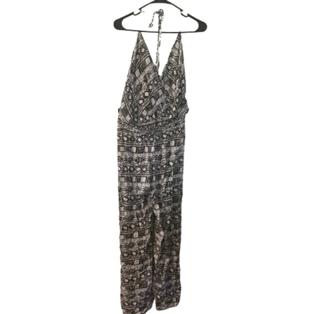 DNA Women's Geometric Black & White Halter Jumpsuit Size Medium